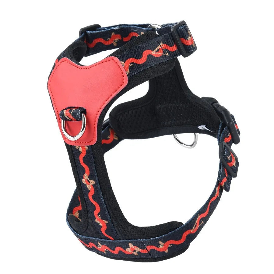 Personalized dog chest strap, anti pulling small dog harness, comfortable and breathable corgi French bulldog walking rope