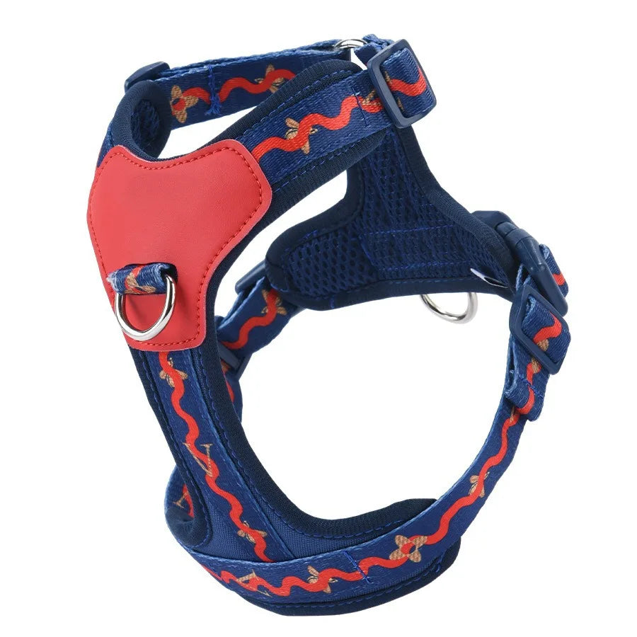 Personalized dog chest strap, anti pulling small dog harness, comfortable and breathable corgi French bulldog walking rope