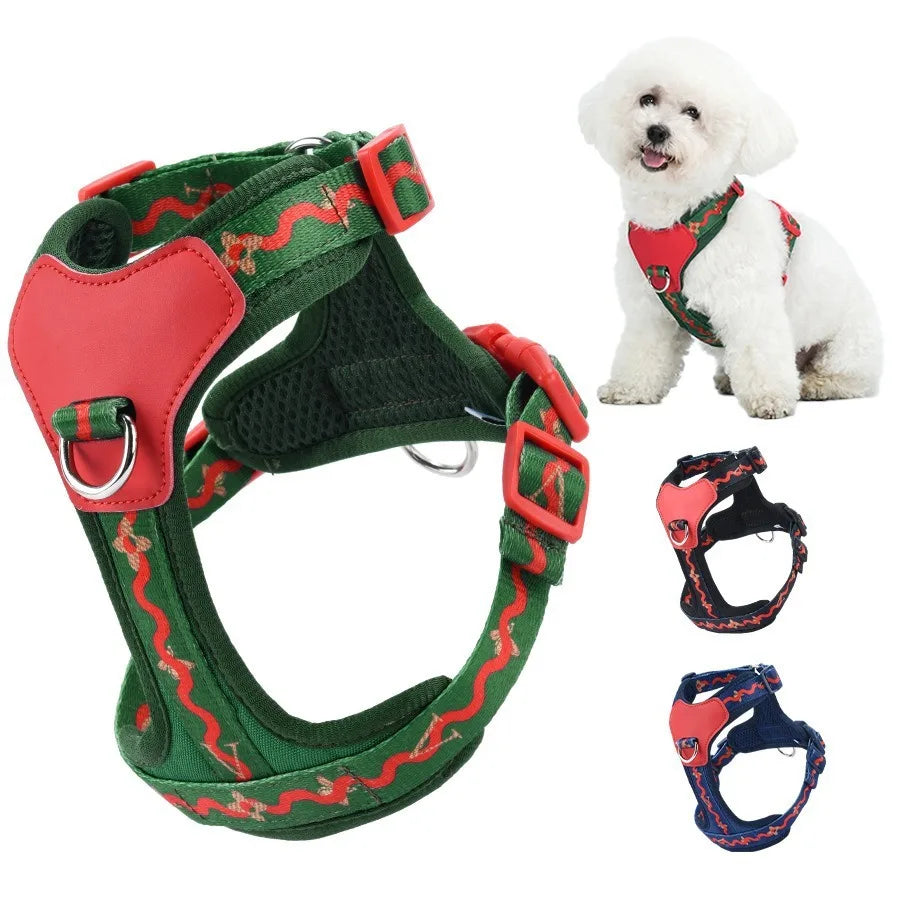 Personalized dog chest strap, anti pulling small dog harness, comfortable and breathable corgi French bulldog walking rope